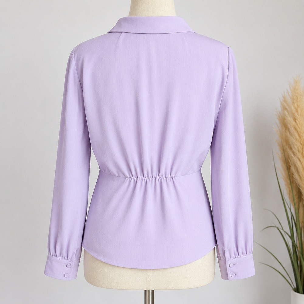 J. Crew NEW Lilac 365 Crepe Faux-Wrap Shawl Collar Blouse Top SZ 10 Career Chic - Picture 4 of 12